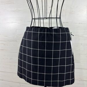 Bailey 44 dark blue and White Grid A-Line Mini Skirt; size M